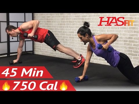 45 Min HIIT Strength and Cardio Workout at Home – Cardio and Strength Training Workouts with Weights