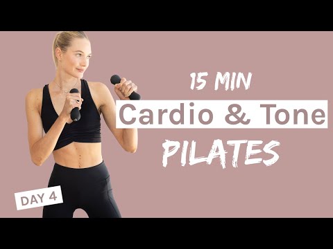 15 MIN Cardio & Tone Pilates Workout | DAY 4 Challenge | Light Hand weights