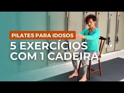 PILATES PARA IDOSOS: 5 Exercícios com 1 cadeira (AULA COMPLETA) #treinecomigo