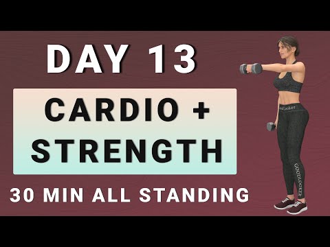 DAY 13: Total Body Dumbbell STRENGTH & CARDIO Workout // All Standing✨15-Day Transformation✨